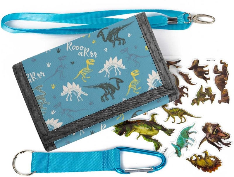Maplerich Kids Wallet for Boys Girls- Kids Trifold Wallet Ages 4-18, Dinosaur Wallets for Teen Boys, Cute Wallet with Coin Pocket and Card Holders, Children Birthday Gift (Dinosaur) - Image 1